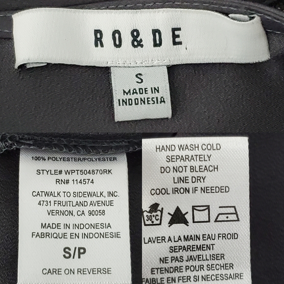 Ro & De Satin Crew Neck Dramatic Voluminous Bell Sleeve Zip Back Top Grey Small - Picture 8 of 9